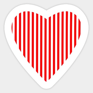 Red and White Stripes Heart Sticker
